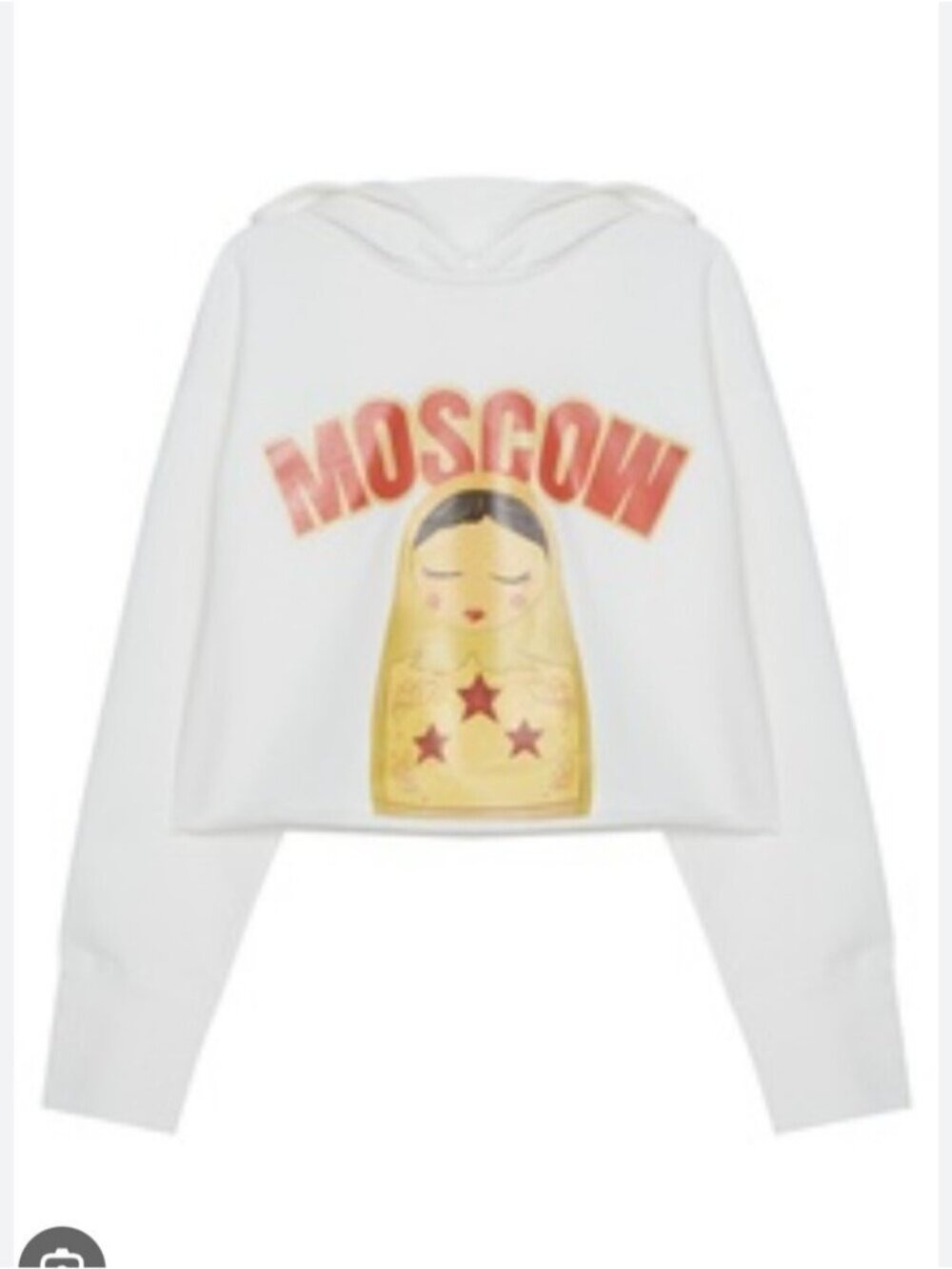 MO&Co. | oversized cropped hoodie matryoshka doll graphic SZ M